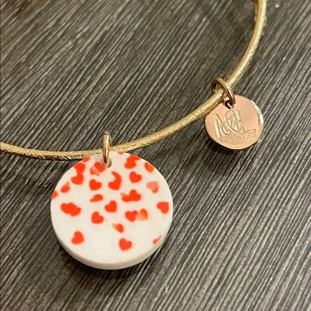 Moon & Lola Gold Bracelet with White Disc with Red Heart Details Valentine’s Day